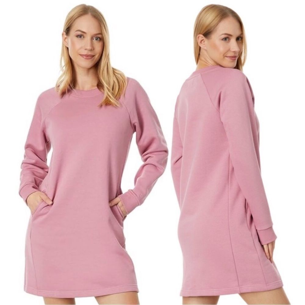 Pact Courtside Pink Organic Cotton Sweatshirt Shift Dress With Pockets Size XS